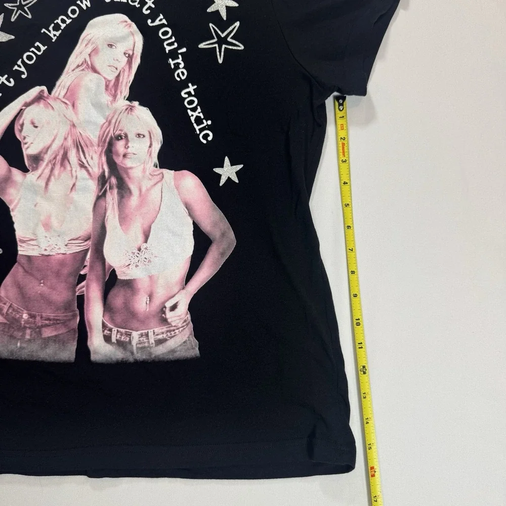 NEW Britney Spears Toxic Black Graphic Quote T-Shirt Original, Size L RN 86947